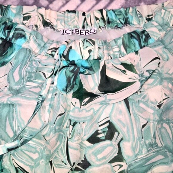 Iceberg Floral Green Strapless drop waist Dress, 100% Silk, Size M - Picture 6 of 8